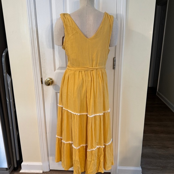 Joie Mustard Yellow Embroidered Tiered Maxi Dress Size 12 - Picture 3 of 7